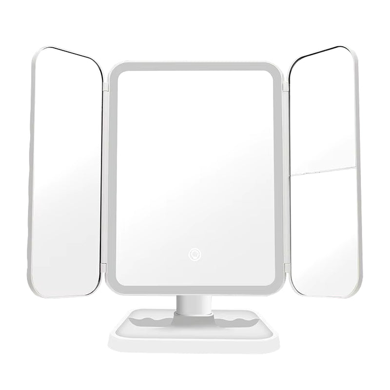 GLOWUP Trifold Vanity Mirror W/ LED Lights and Magnification 