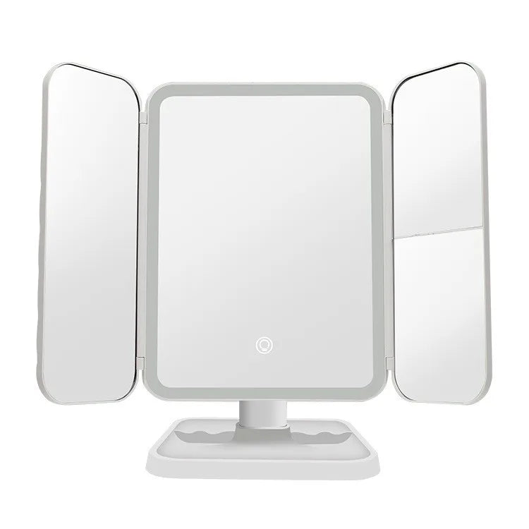 GLOWUP Trifold Vanity Mirror W/ LED Lights and Magnification 